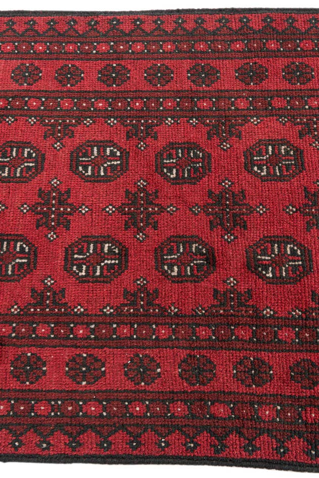 Detail image of 2' 8 x 16' 2 Hand Knotted Afghan Akhche Wool Runner Rug