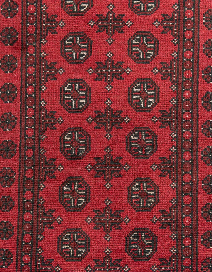 Detail image of 2' 8 x 16' 2  Hand Knotted Afghan Akhche Wool Runner Rug