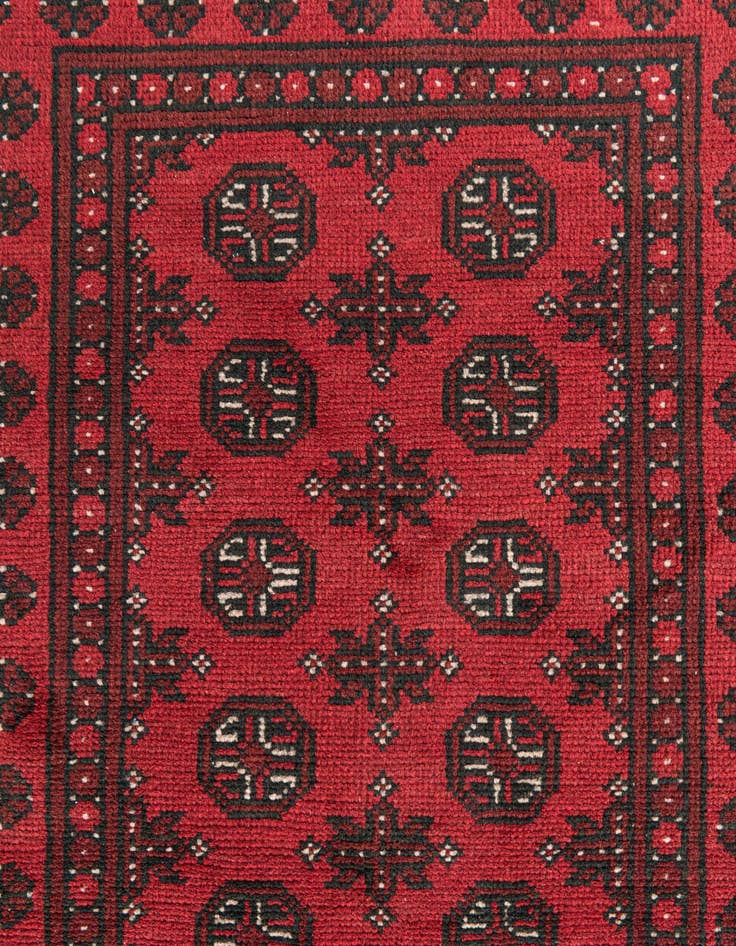 Detail image of 2' 8 x 16' 2  Hand Knotted Afghan Akhche Wool Runner Rug