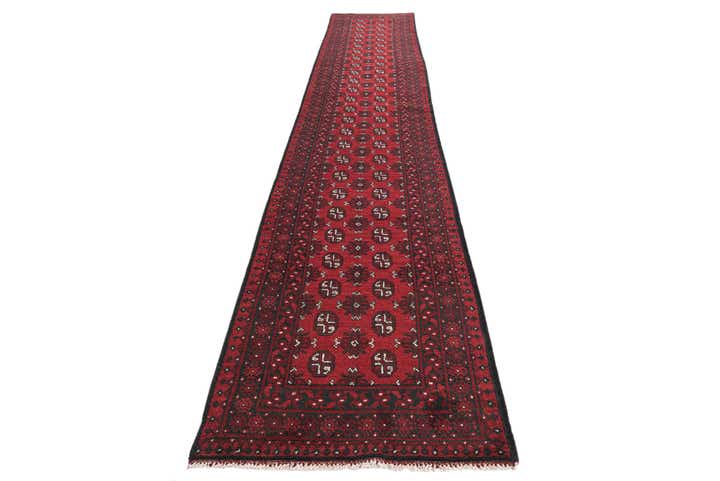 2' 8 x 15' 9 Hand Knotted Afghan Akhche Wool Runner Rug