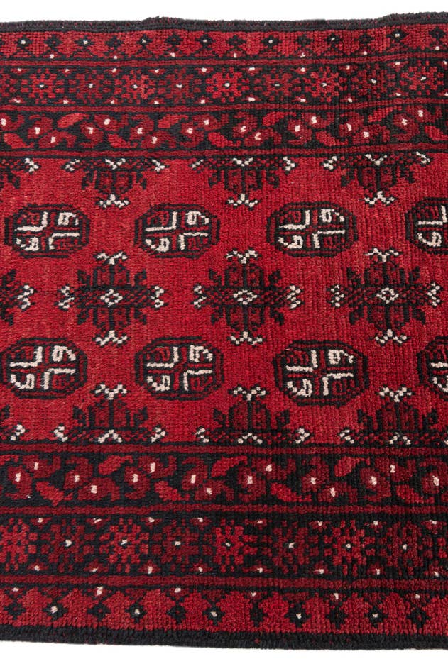 Detail image of 2' 8 x 15' 9 Hand Knotted Afghan Akhche Wool Runner Rug