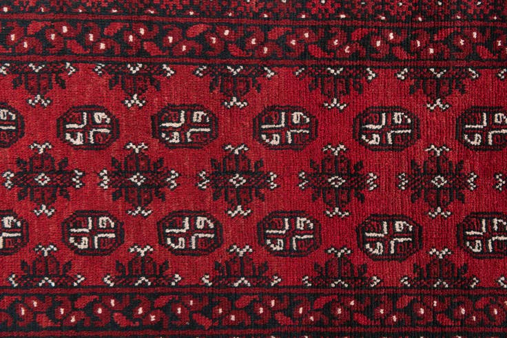 Detail image of 2' 8 x 15' 9 Hand Knotted Afghan Akhche Wool Runner Rug