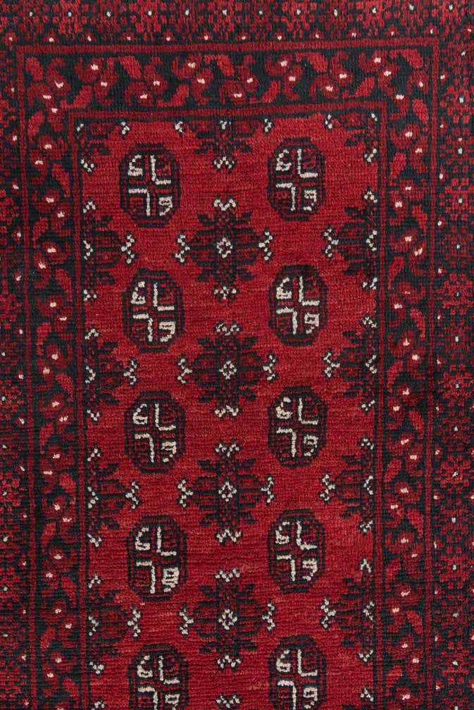 2' 8 x 15' 9 Hand Knotted Afghan Akhche Wool Runner Rug