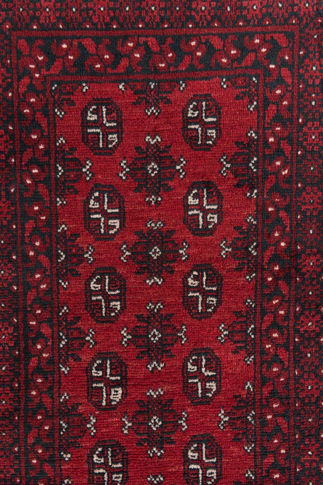 Detail image of 2' 8 x 15' 9 Hand Knotted Afghan Akhche Wool Runner Rug