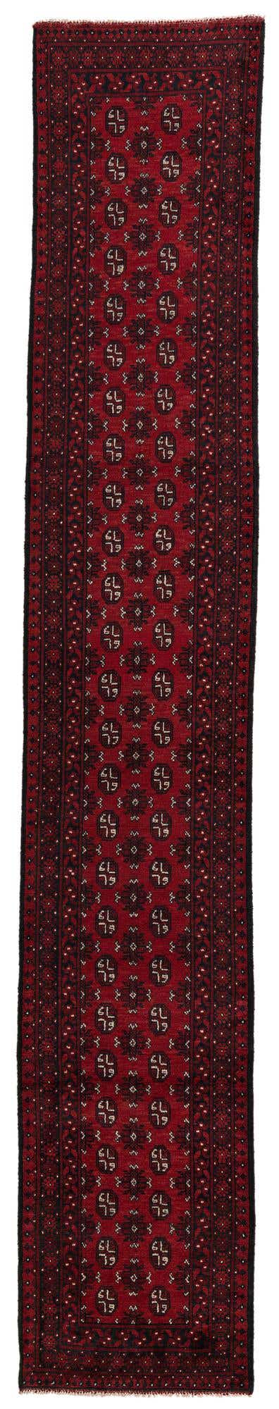 2' 8 x 15' 9 Hand Knotted Afghan Akhche Wool Runner Rug