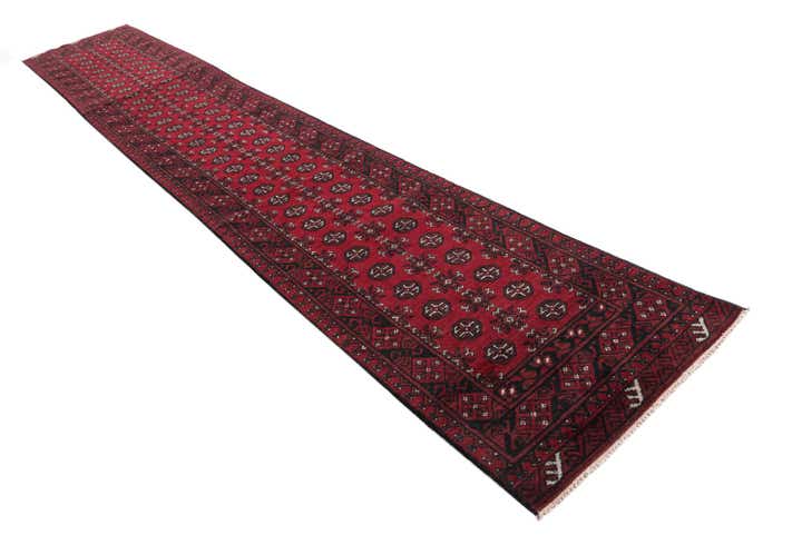 2' 7 x 15' 10 Hand Knotted Afghan Akhche Wool Runner Rug