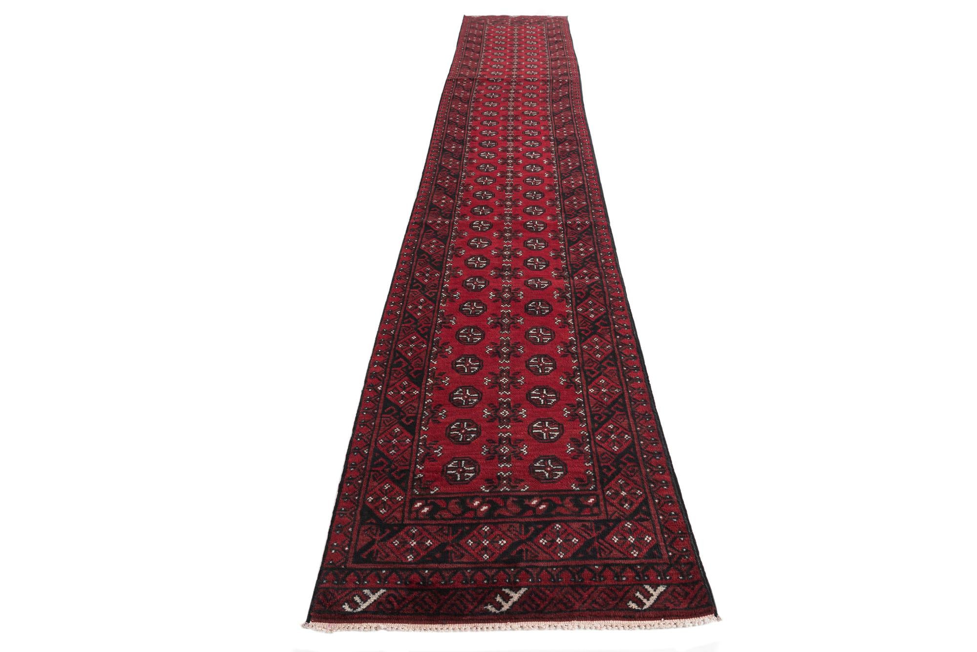 2' 7 x 15' 10 Hand Knotted Afghan Akhche Wool Runner Rug