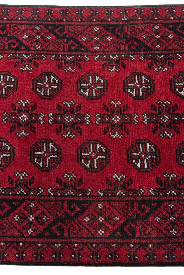 Detail image of 2' 7 x 15' 10 Hand Knotted Afghan Akhche Wool Runner Rug