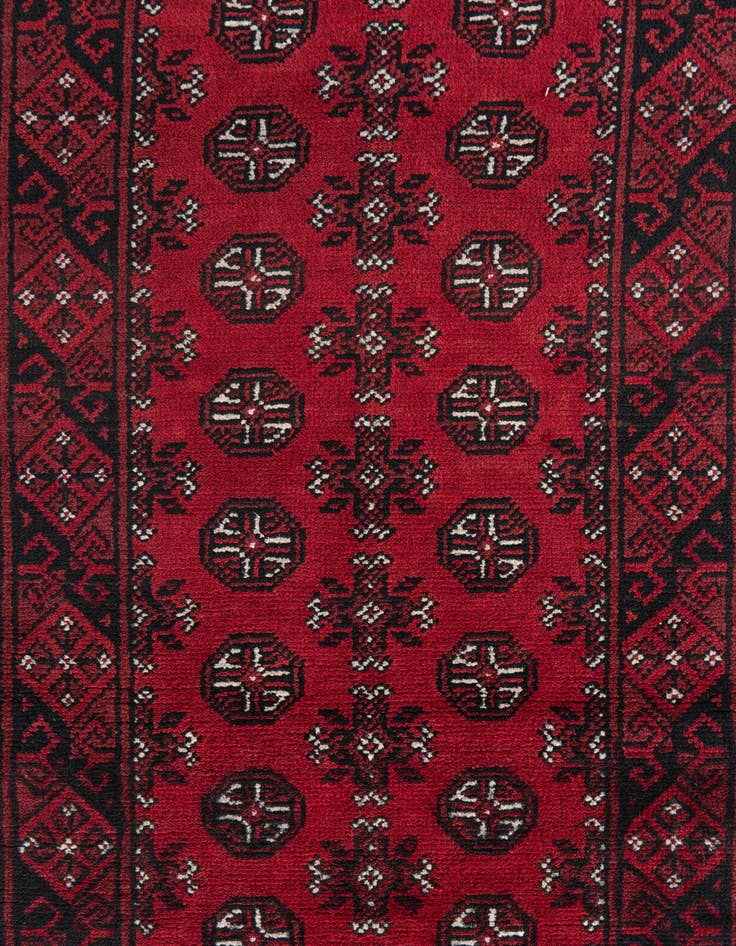 Detail image of 2' 7 x 15' 10  Hand Knotted Afghan Akhche Wool Runner Rug