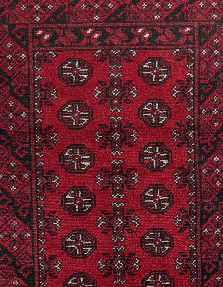 Detail image of 2' 7 x 15' 10  Hand Knotted Afghan Akhche Wool Runner Rug