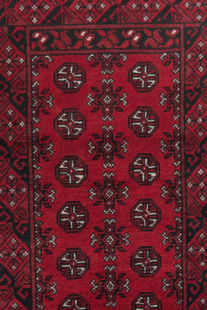 2' 7 x 15' 10 Hand Knotted Afghan Akhche Wool Runner Rug
