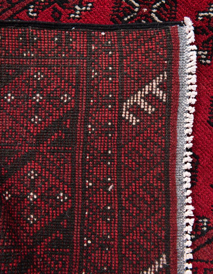 Detail image of 2' 7 x 15' 10  Hand Knotted Afghan Akhche Wool Runner Rug