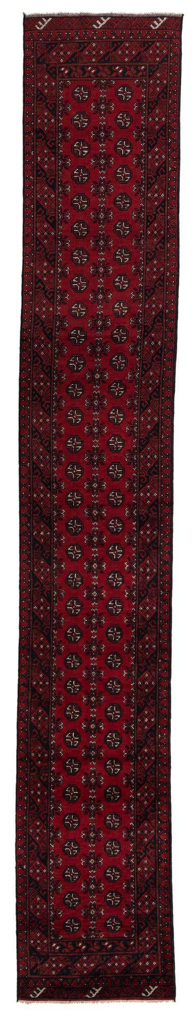 2' 7 x 15' 10 Hand Knotted Afghan Akhche Wool Runner Rug