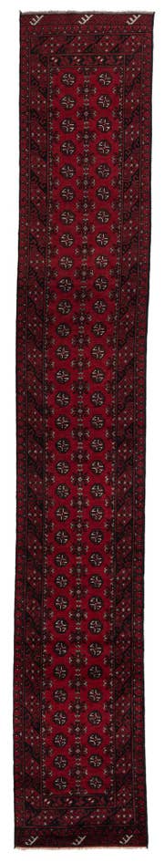 Detail image of 2' 7 x 15' 10 Hand Knotted Afghan Akhche Wool Runner Rug