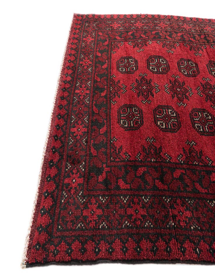 Detail image of 2' 8 x 18' 10  Hand Knotted Afghan Akhche Wool Runner Rug