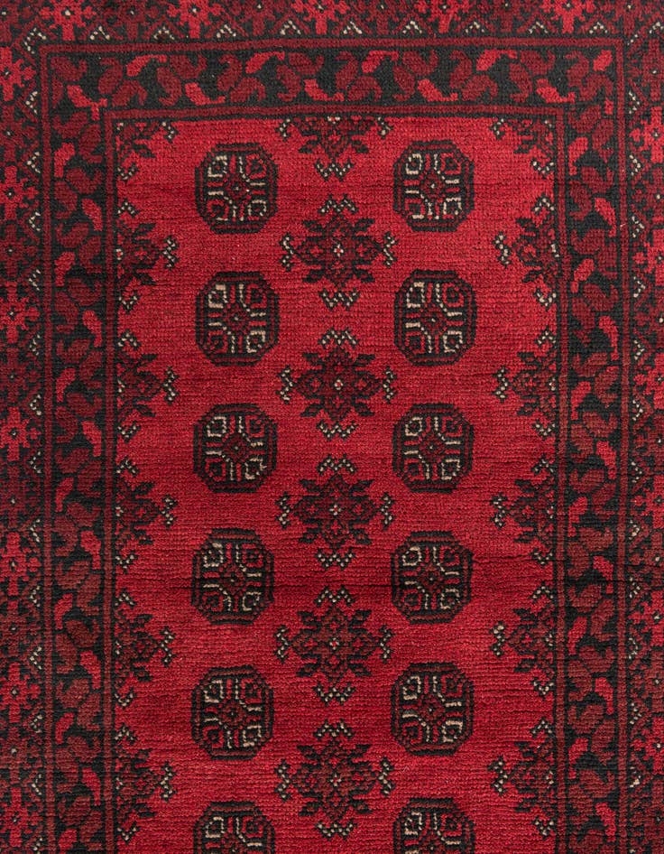 Detail image of 2' 8 x 18' 10  Hand Knotted Afghan Akhche Wool Runner Rug