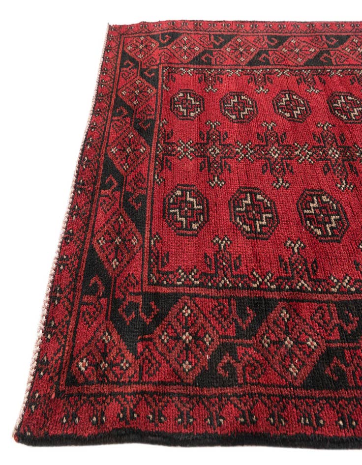 Detail image of 2' 8 x 15' 5  Hand Knotted Afghan Akhche Wool Runner Rug