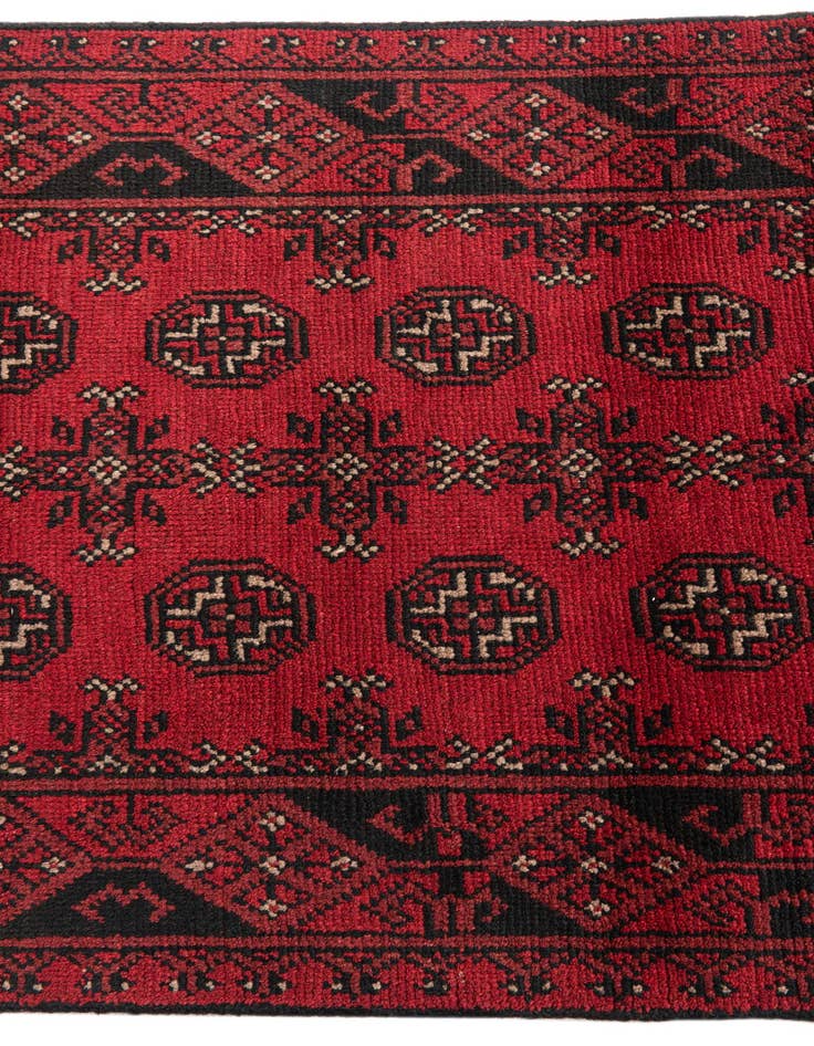 Detail image of 2' 8 x 15' 5  Hand Knotted Afghan Akhche Wool Runner Rug