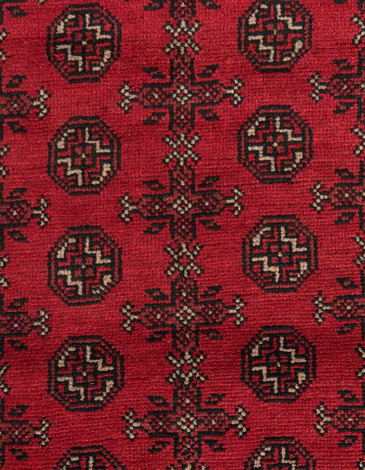 Detail image of 2' 8 x 15' 5  Hand Knotted Afghan Akhche Wool Runner Rug