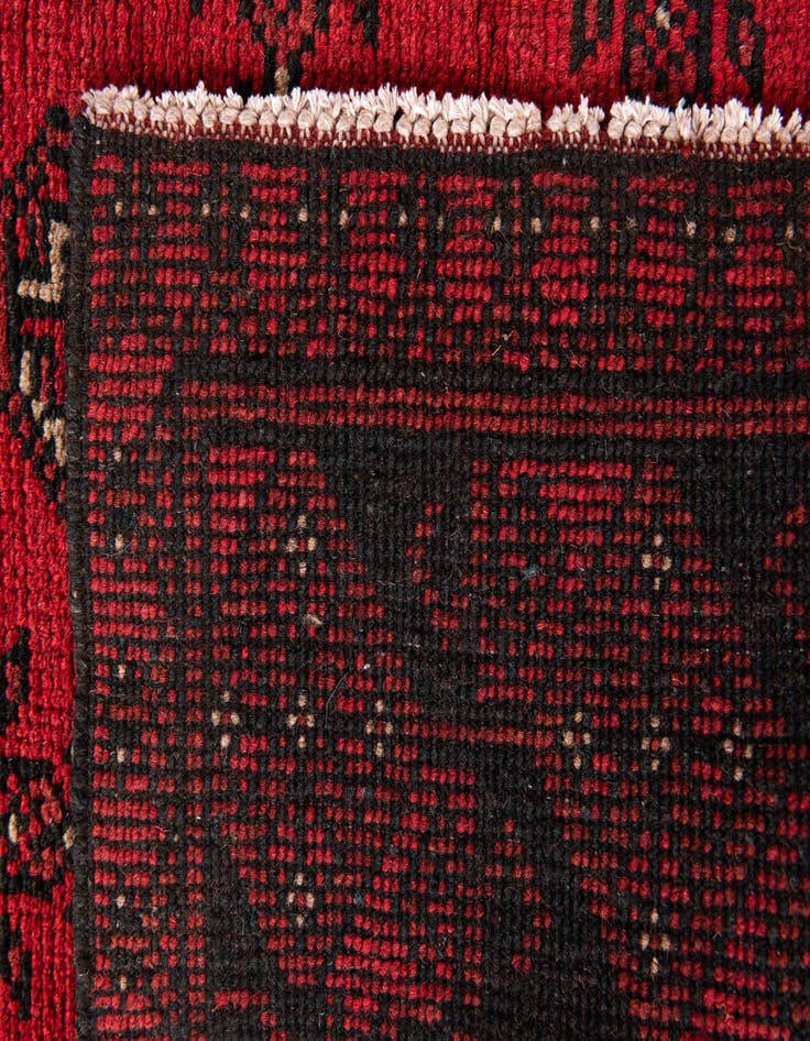 Detail image of 2' 8 x 15' 5  Hand Knotted Afghan Akhche Wool Runner Rug