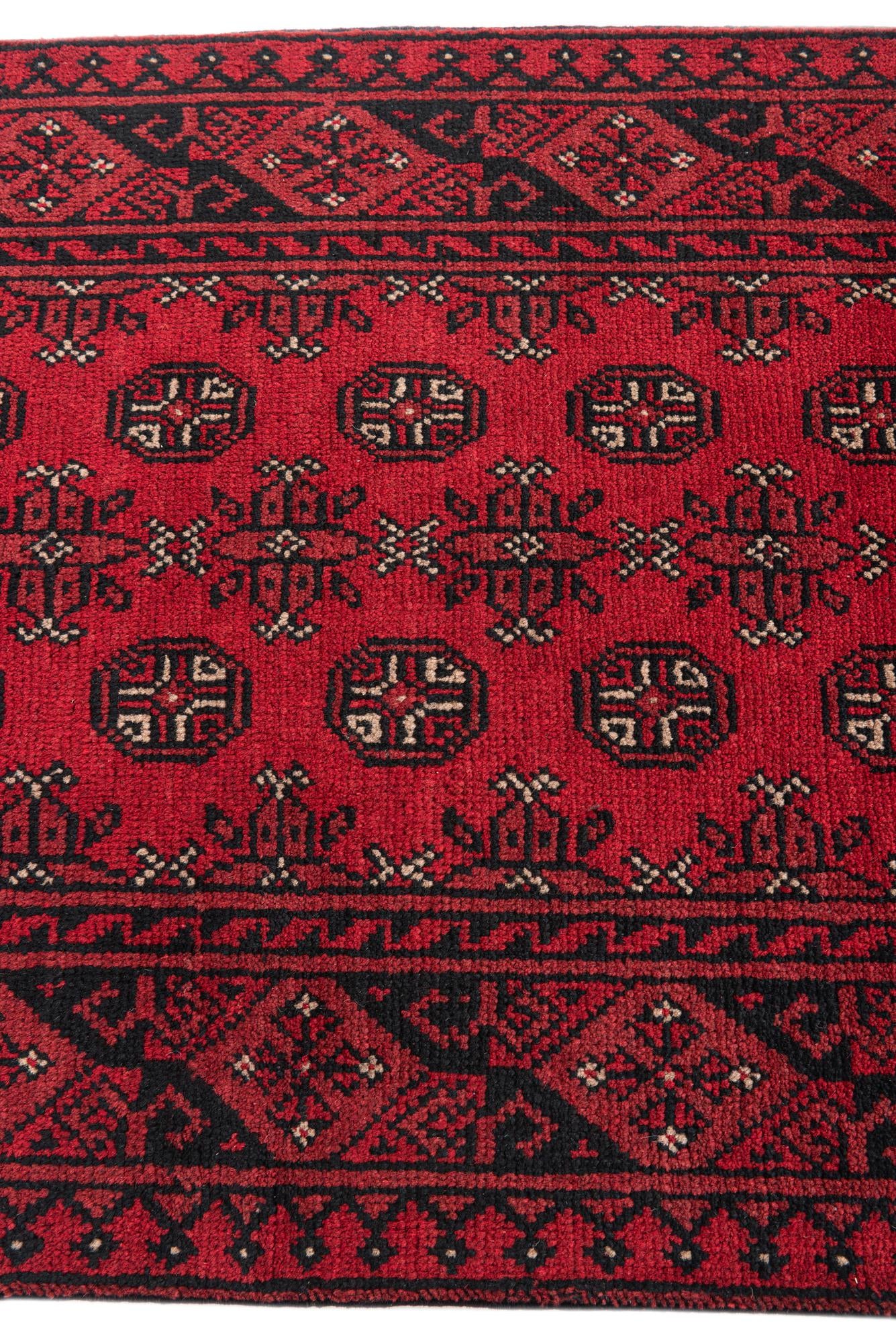 2' 8 x 18' 9 Hand Knotted Afghan Akhche Wool Runner Rug