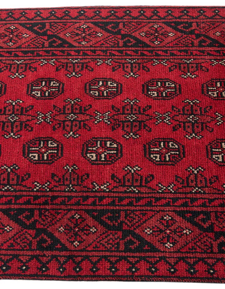Detail image of 2' 8 x 18' 9  Hand Knotted Afghan Akhche Wool Runner Rug