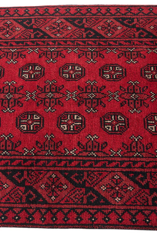 Detail image of 2' 8 x 18' 9 Hand Knotted Afghan Akhche Wool Runner Rug