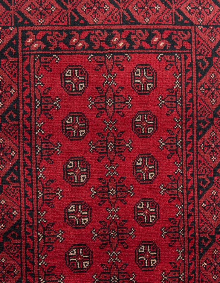 Detail image of 2' 8 x 18' 9  Hand Knotted Afghan Akhche Wool Runner Rug