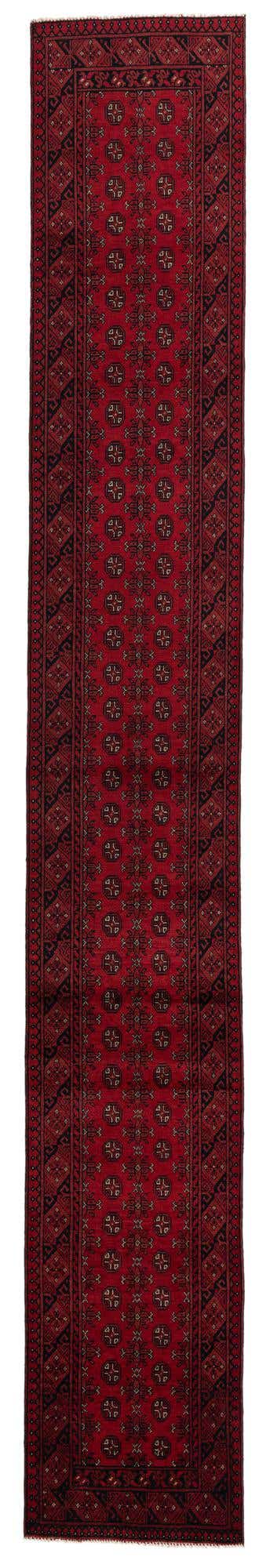 2' 8 x 18' 9 Hand Knotted Afghan Akhche Wool Runner Rug