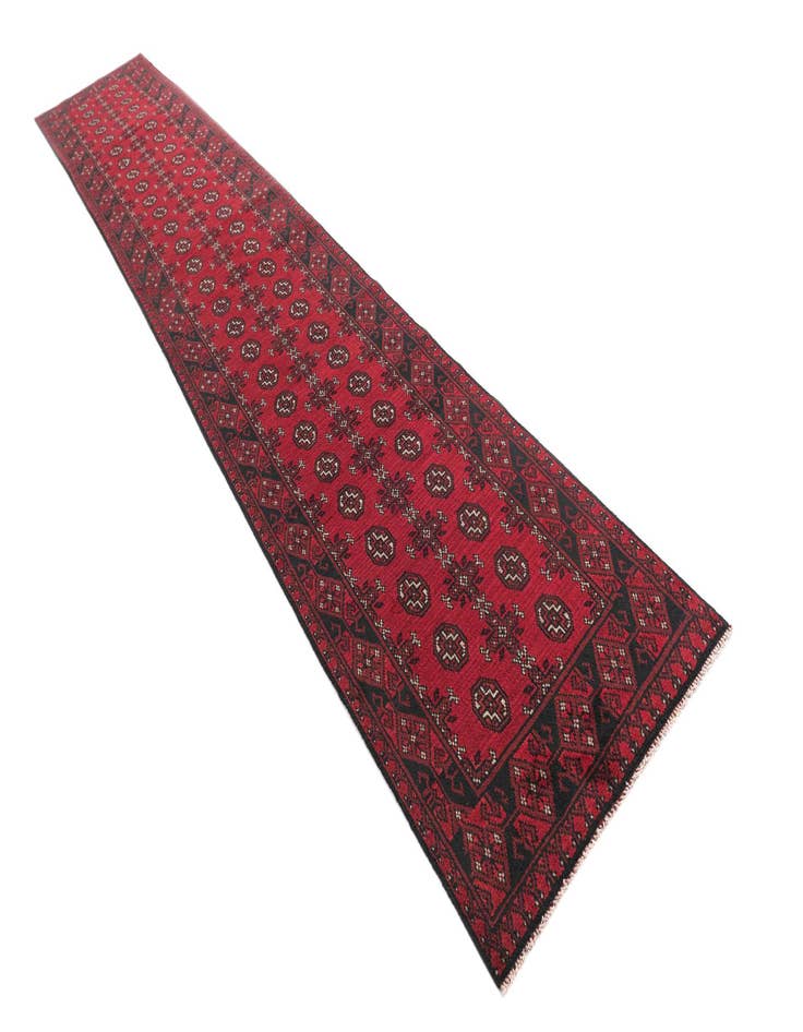 Detail image of 2' 8 x 15' 9  Hand Knotted Afghan Akhche Wool Runner Rug