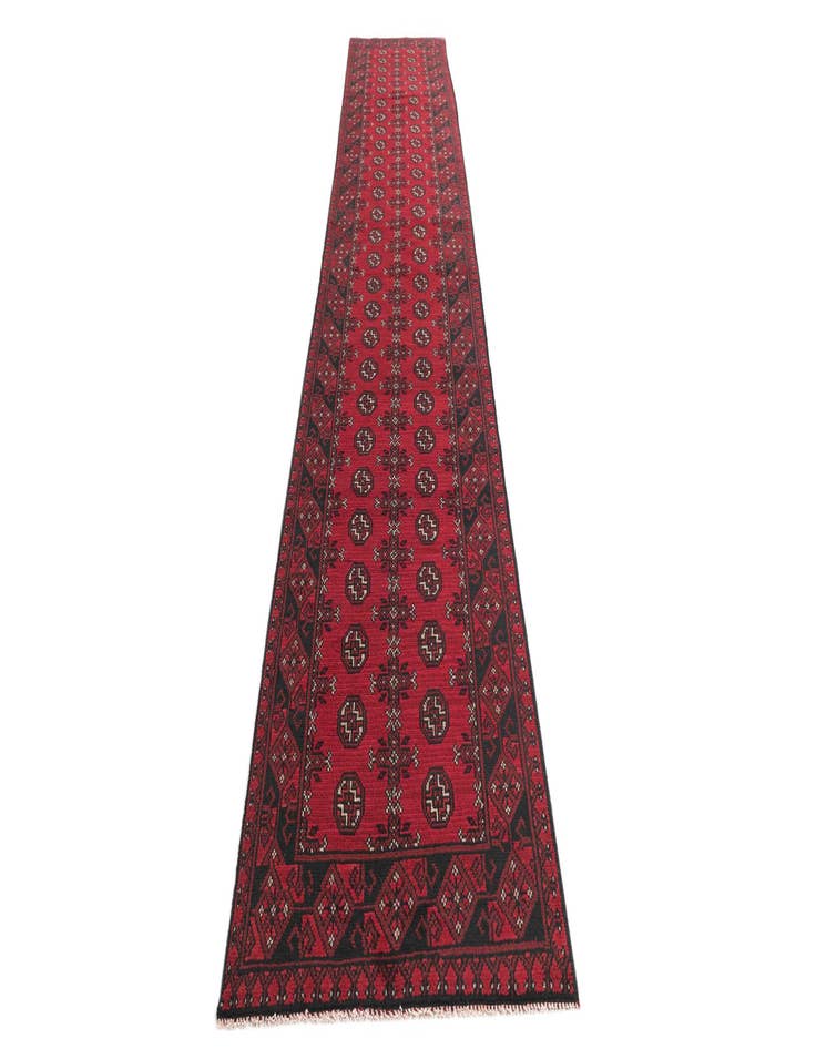 Detail image of 2' 8 x 15' 9  Hand Knotted Afghan Akhche Wool Runner Rug