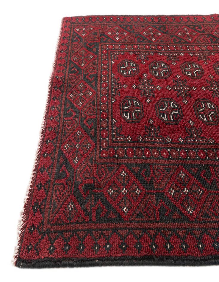 Detail image of 2' 8 x 16' 2  Hand Knotted Afghan Akhche Wool Runner Rug