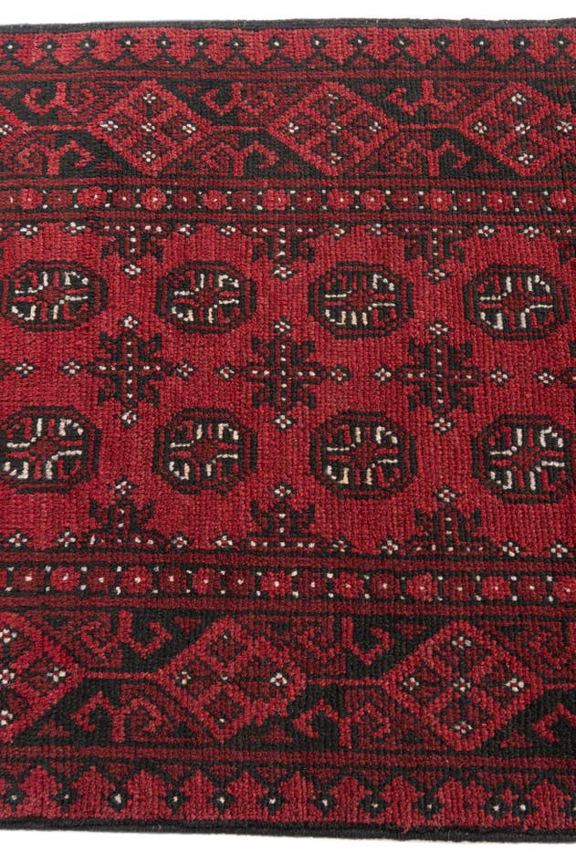 Detail image of 2' 8 x 16' 2 Hand Knotted Afghan Akhche Wool Runner Rug