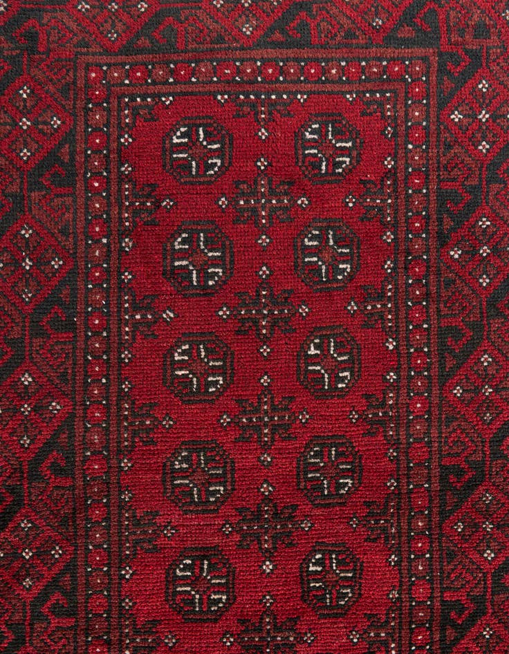 Detail image of 2' 8 x 16' 2  Hand Knotted Afghan Akhche Wool Runner Rug