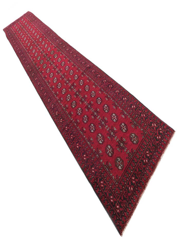 Detail image of 2' 8 x 16'  Hand Knotted Afghan Akhche Wool Runner Rug