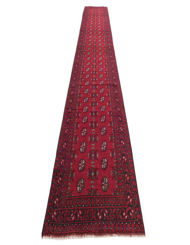 Detail image of 2' 8 x 16'  Hand Knotted Afghan Akhche Wool Runner Rug