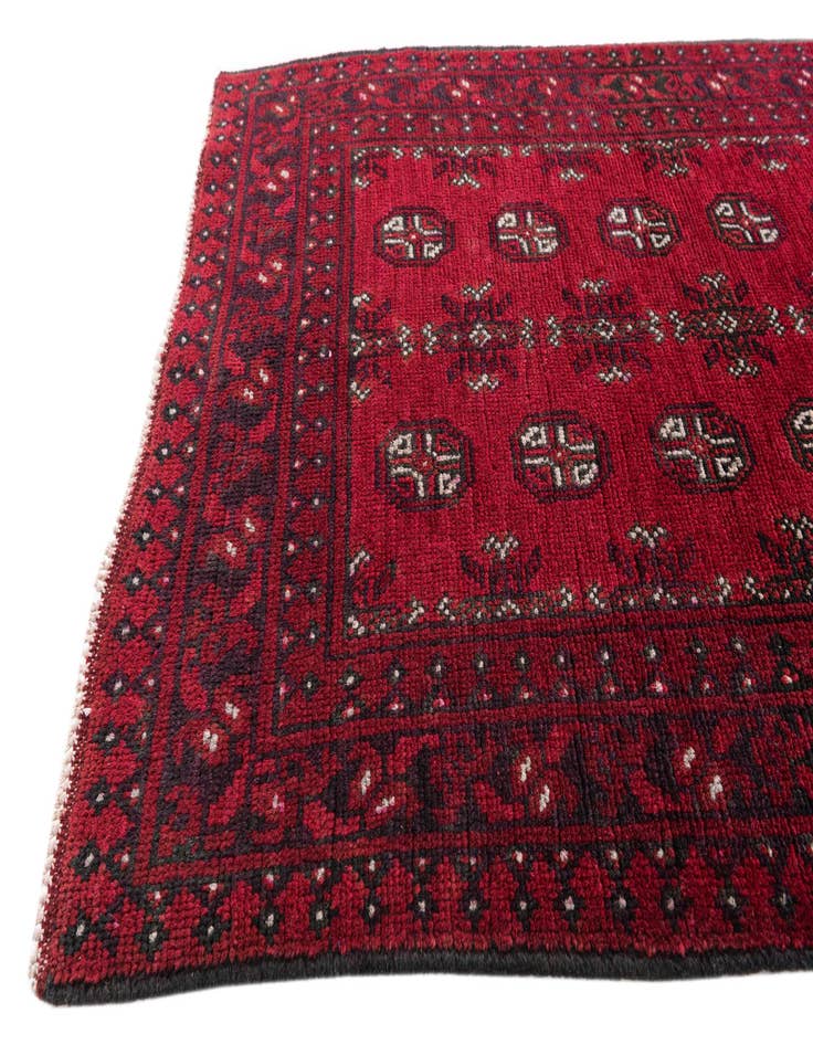 Detail image of 2' 8 x 16'  Hand Knotted Afghan Akhche Wool Runner Rug