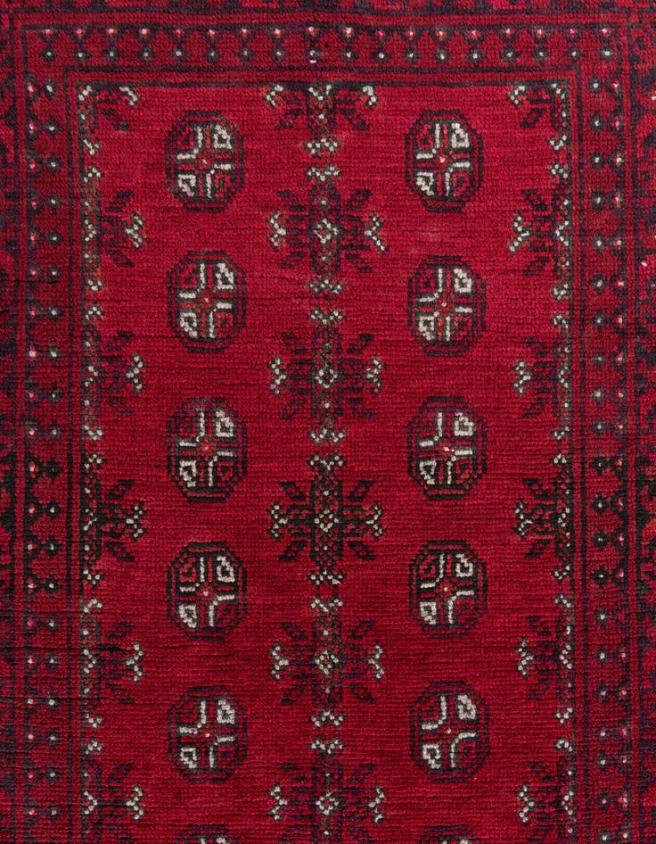 Detail image of 2' 8 x 16'  Hand Knotted Afghan Akhche Wool Runner Rug