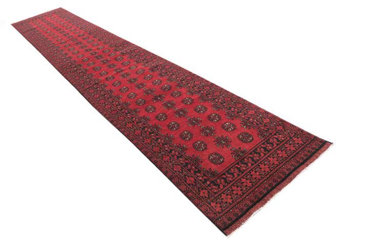 2' 8 x 15' 7 Hand Knotted Afghan Akhche Wool Runner Rug