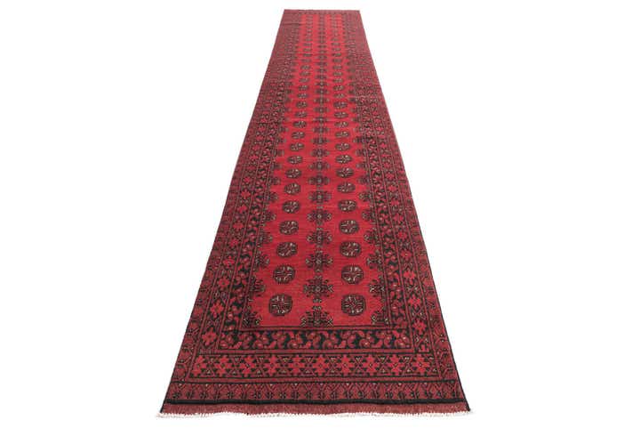 2' 8 x 15' 7 Hand Knotted Afghan Akhche Wool Runner Rug