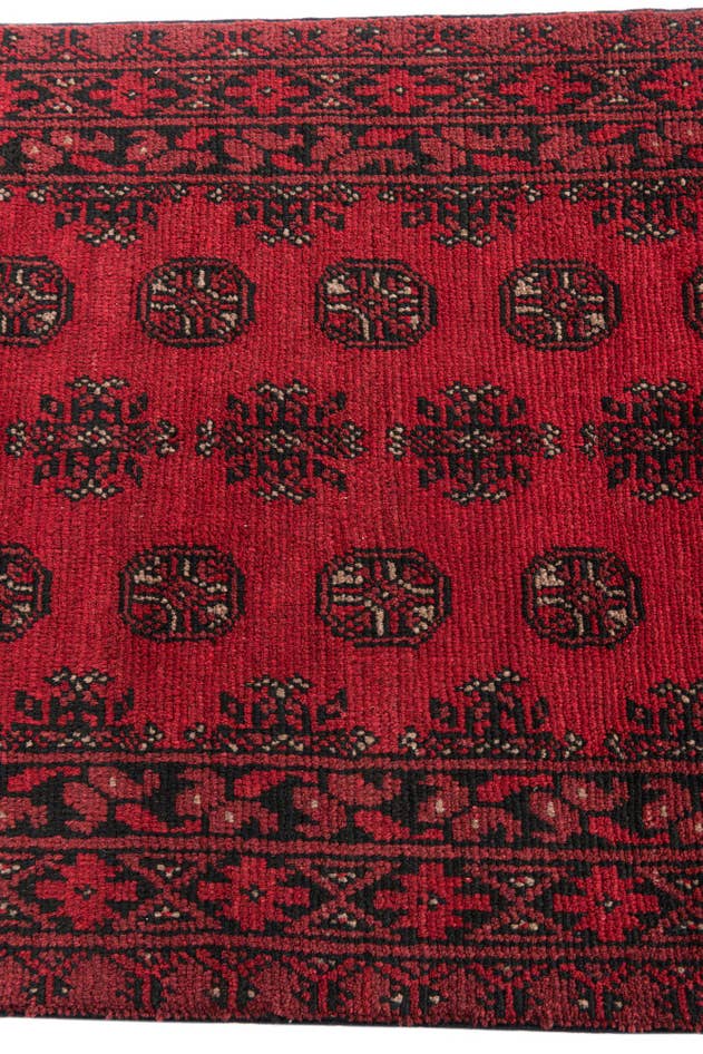 Detail image of 2' 8 x 15' 7 Hand Knotted Afghan Akhche Wool Runner Rug