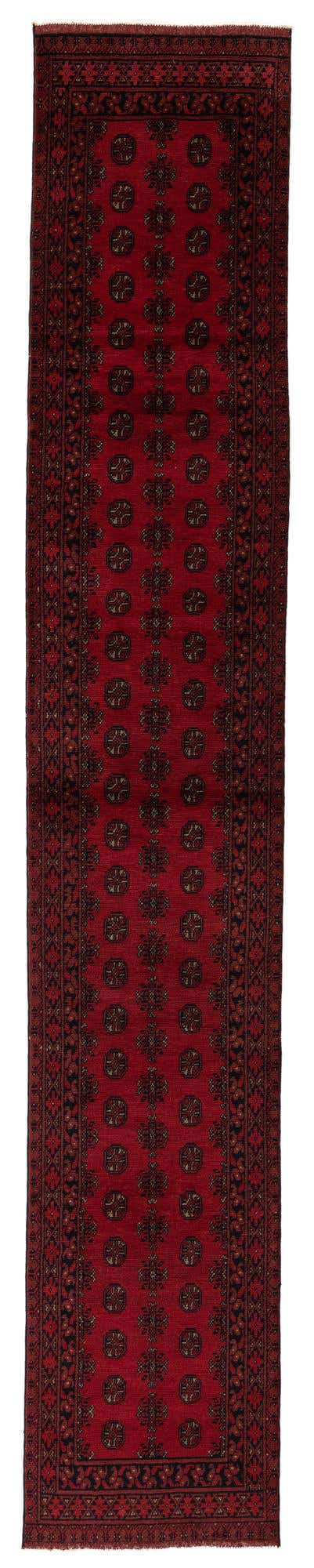 2' 8 x 15' 7 Hand Knotted Afghan Akhche Wool Runner Rug