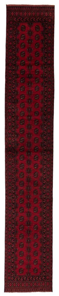 Detail image of 2' 8 x 15' 7 Hand Knotted Afghan Akhche Wool Runner Rug