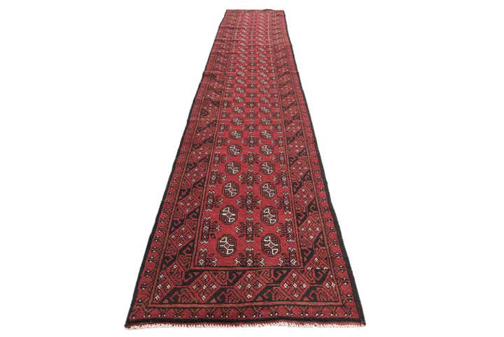 2' 7 x 15' 9 Hand Knotted Afghan Akhche Wool Runner Rug