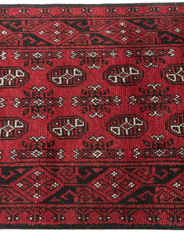 Detail image of 2' 7 x 15' 9  Hand Knotted Afghan Akhche Wool Runner Rug