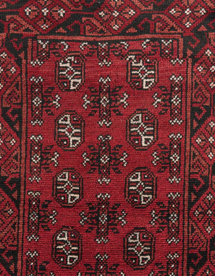 Detail image of 2' 7 x 15' 9  Hand Knotted Afghan Akhche Wool Runner Rug