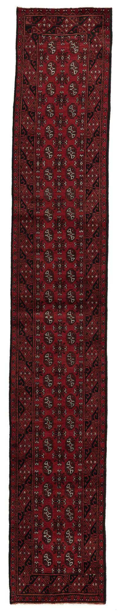 2' 7 x 15' 9 Hand Knotted Afghan Akhche Wool Runner Rug