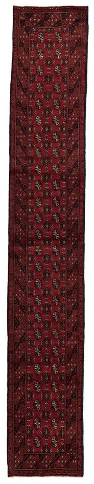 Detail image of 2' 7 x 15' 9 Hand Knotted Afghan Akhche Wool Runner Rug