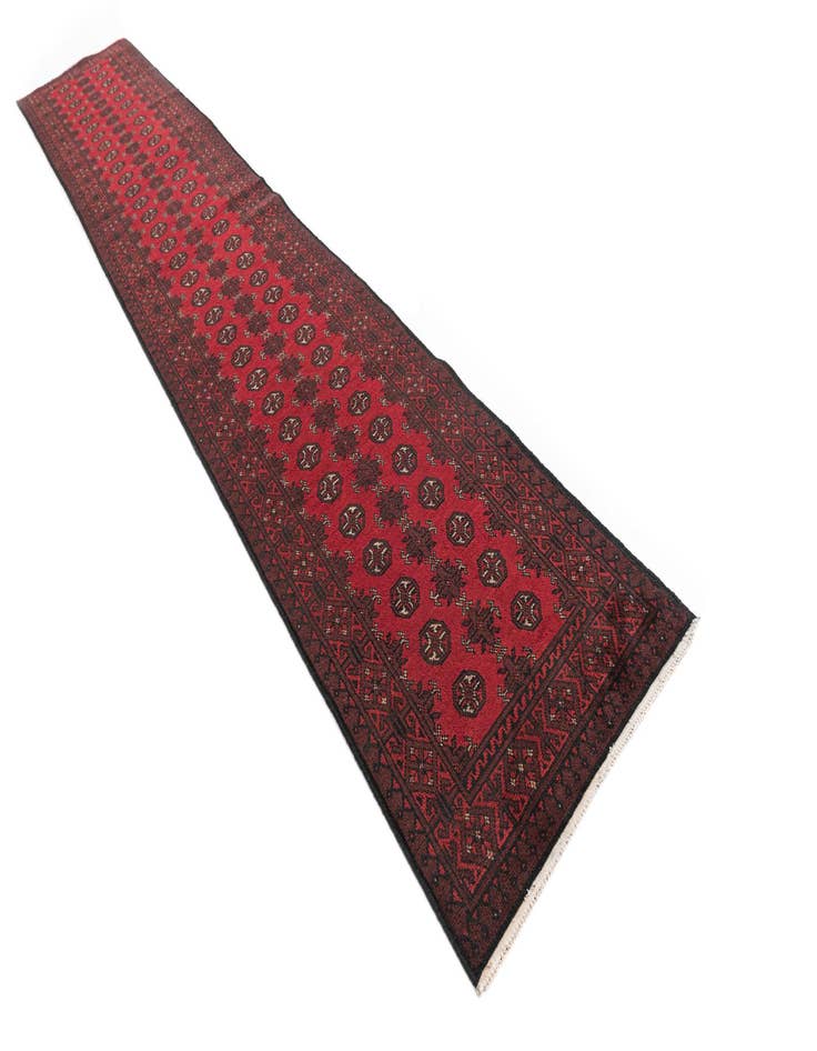 Detail image of 2' 8 x 15' 9  Hand Knotted Afghan Akhche Wool Runner Rug