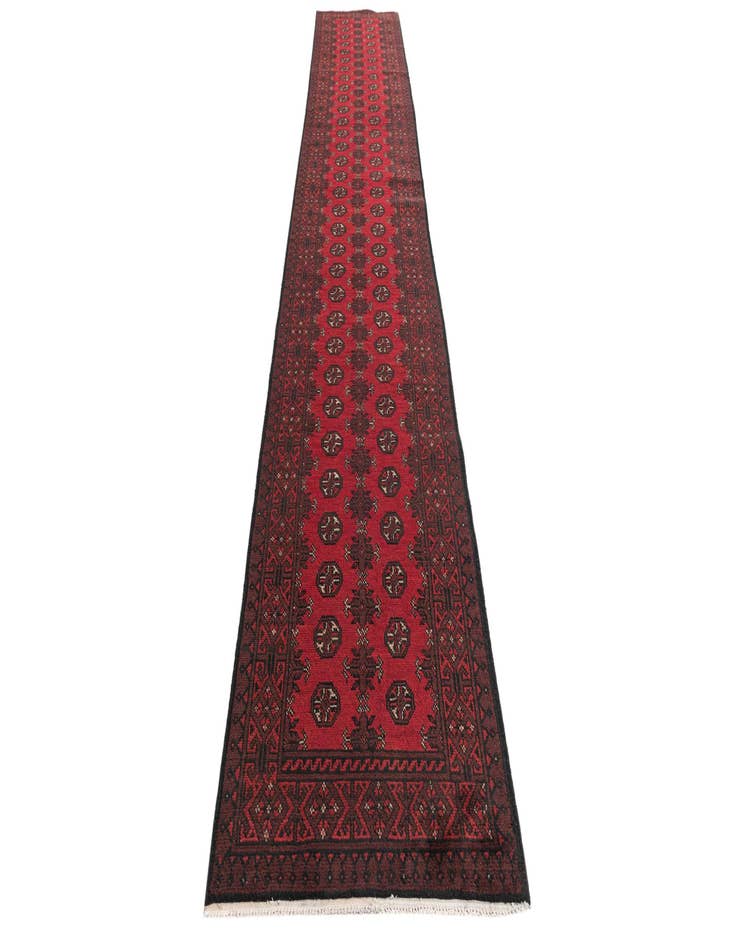 Detail image of 2' 8 x 15' 9  Hand Knotted Afghan Akhche Wool Runner Rug